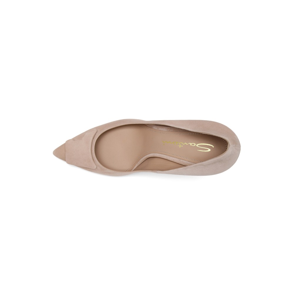 Décolletés tacco alto Santoni Sibille da donna in suede beige - Naturale