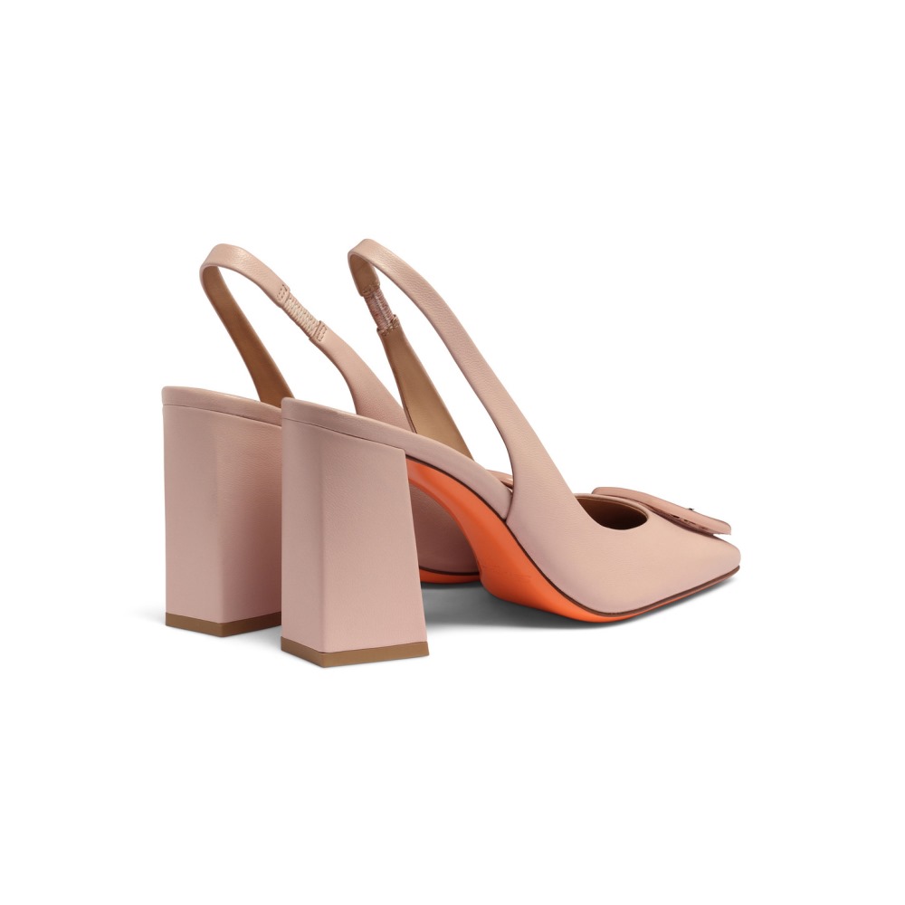Slingback tacco alto da donna in pelle rosa - Rosa