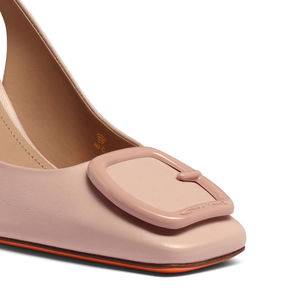 Slingback tacco alto da donna in pelle rosa - Rosa