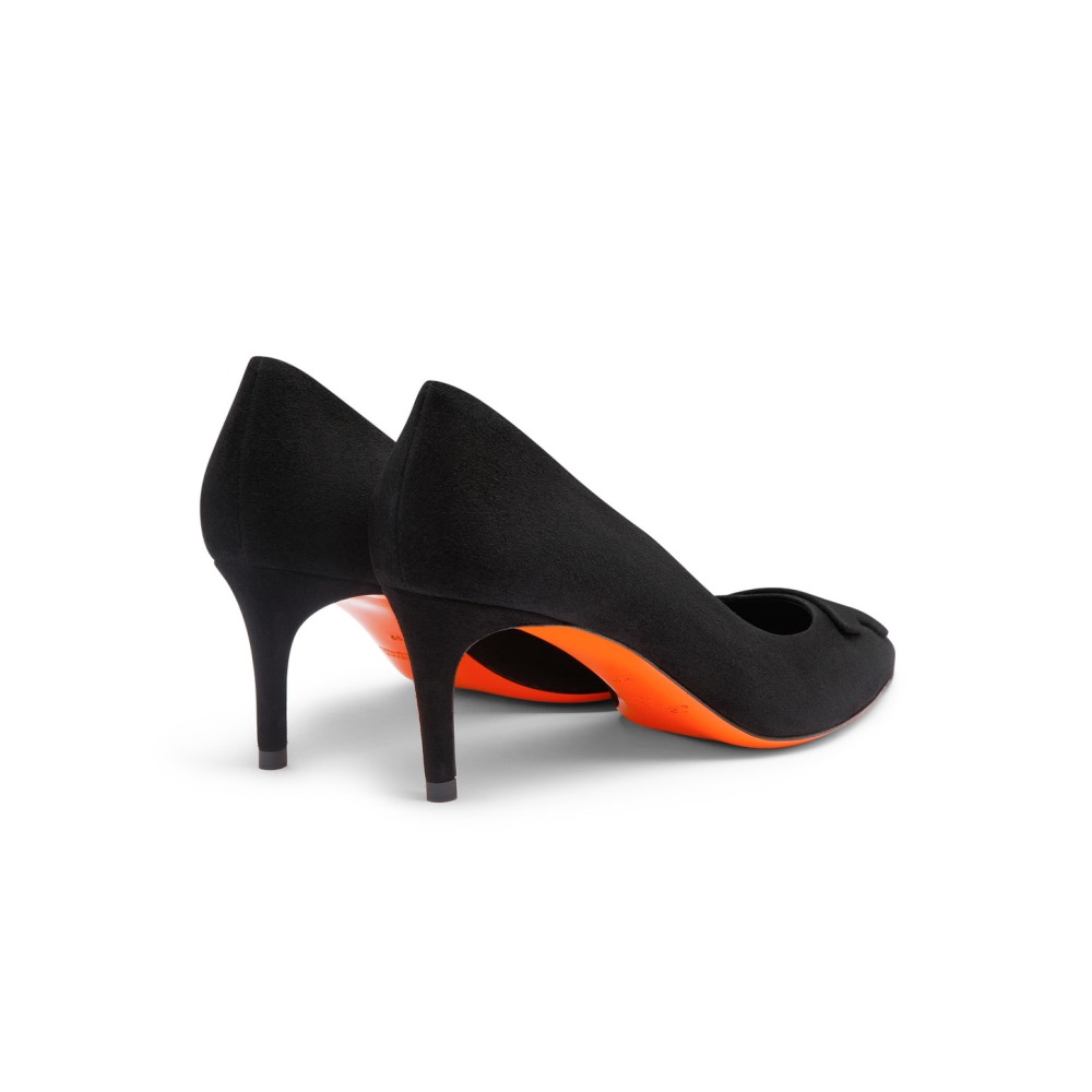 Décolletés tacco medio Santoni Sibille da donna in suede nero - Nero