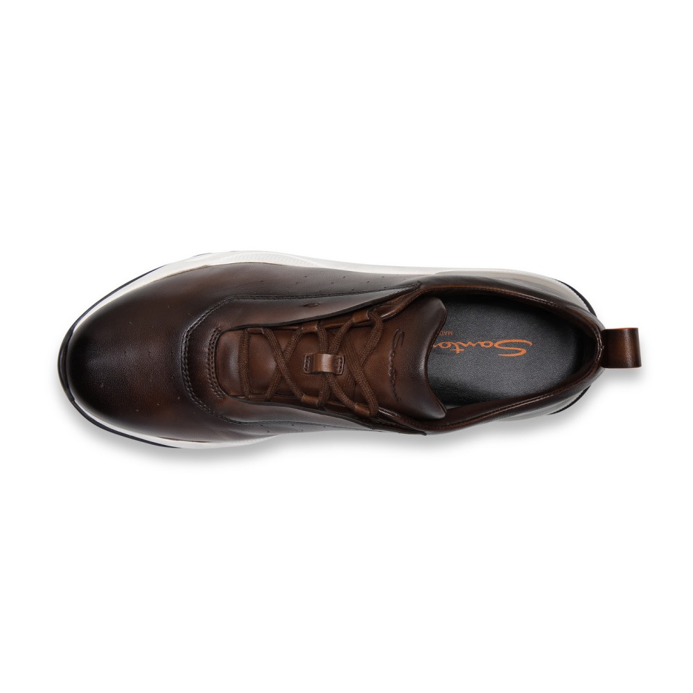 Sneaker da uomo in pelle testa di moro - Testa di moro
