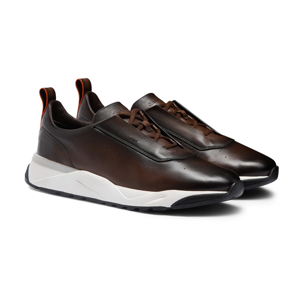 Sneaker da uomo in pelle testa di moro - Testa di moro
