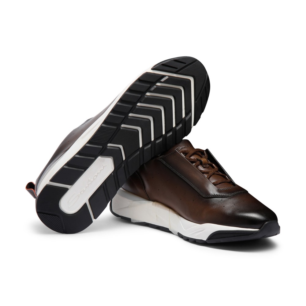 Sneaker da uomo in pelle testa di moro - Testa di moro