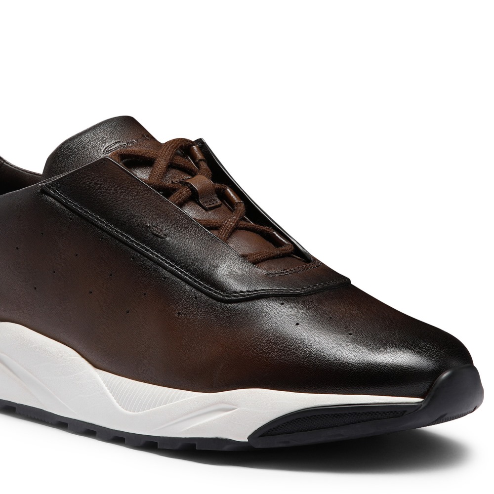 Sneaker da uomo in pelle testa di moro - Testa di moro