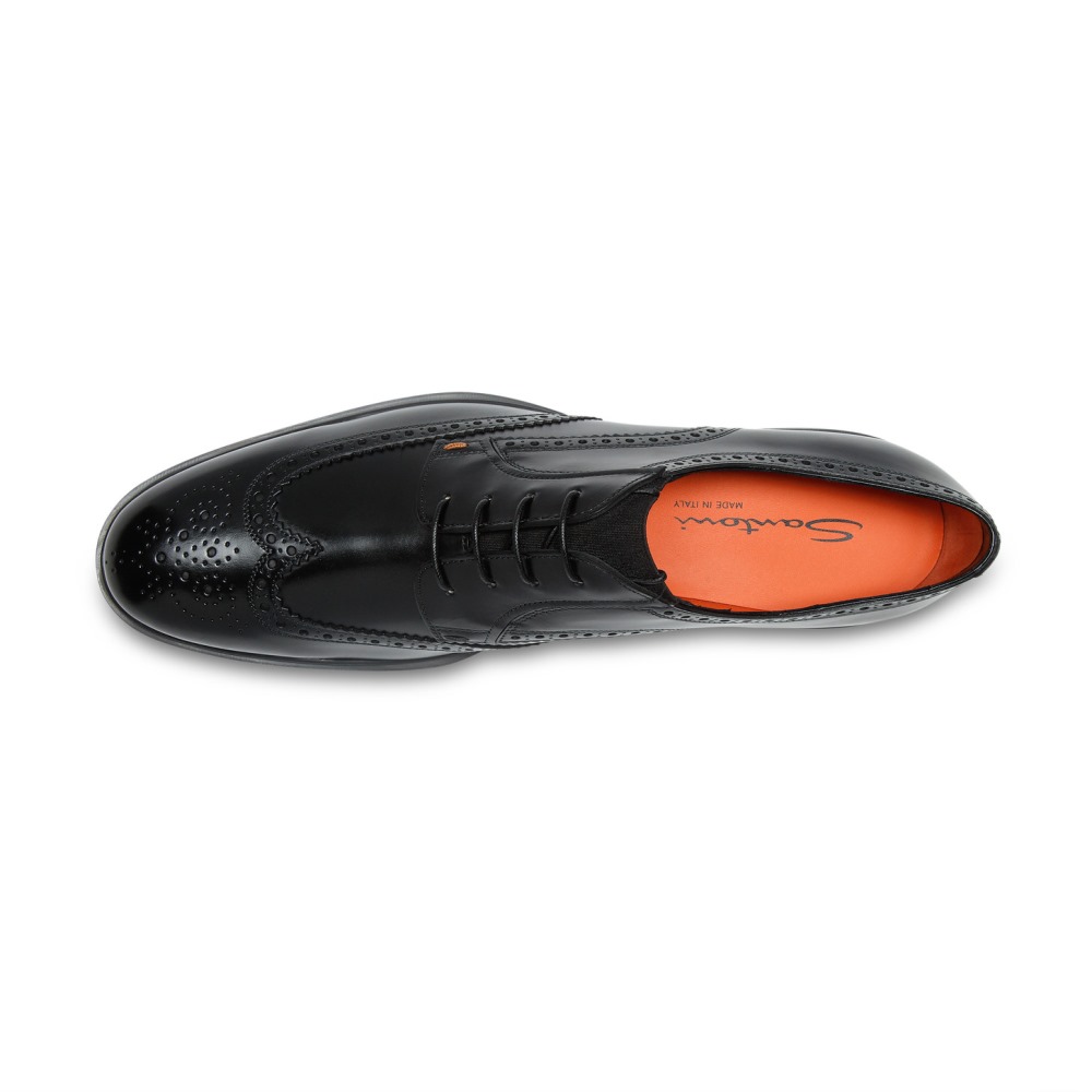 Stringata brogue Easy da uomo in pelle nera - Nero