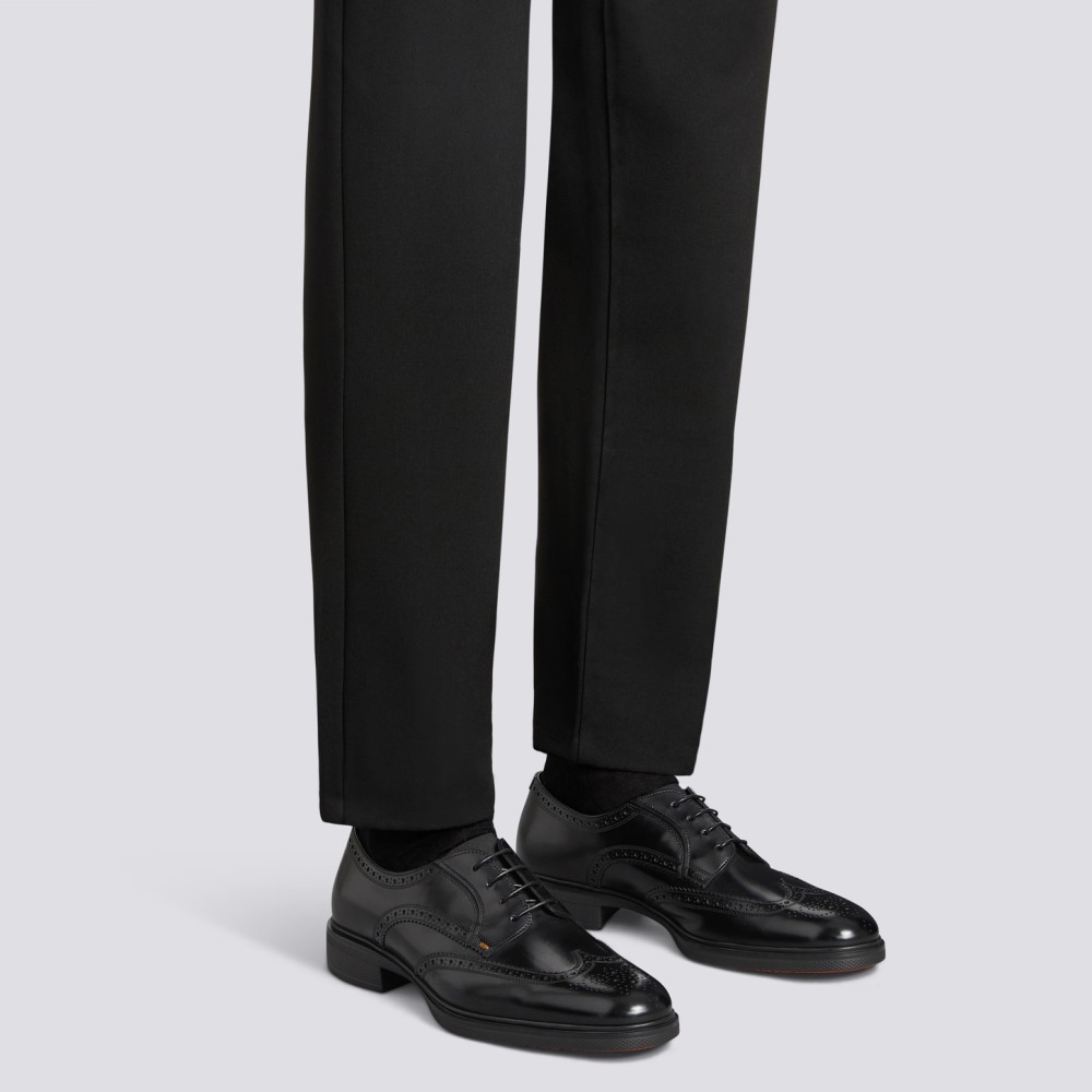 Stringata brogue Easy da uomo in pelle nera - Nero