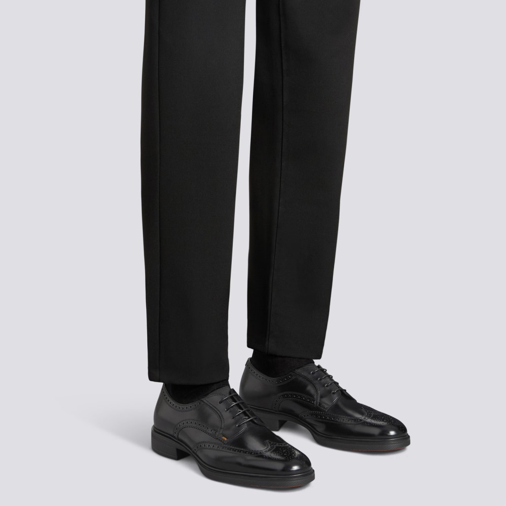 Stringata brogue Easy da uomo in pelle nera - Nero
