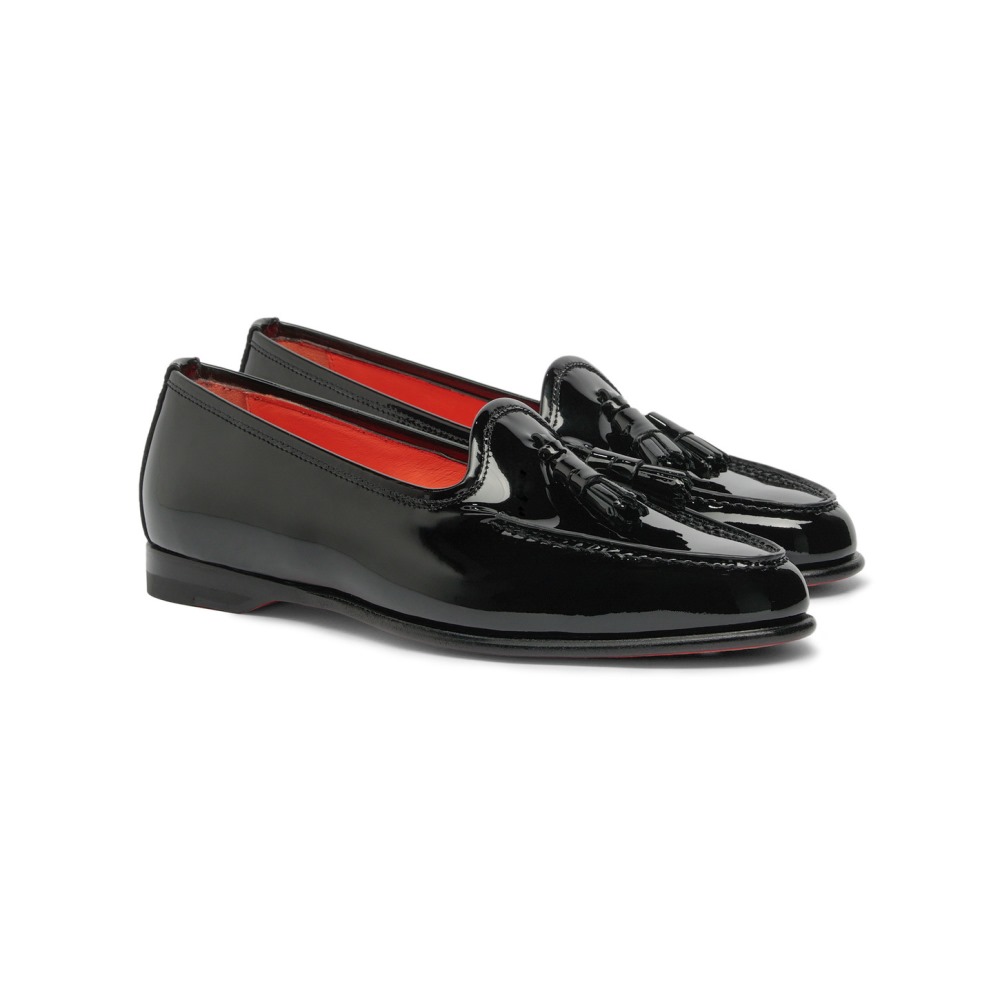 Mocassino Andrea con nappe da donna in vernice nera - Nero