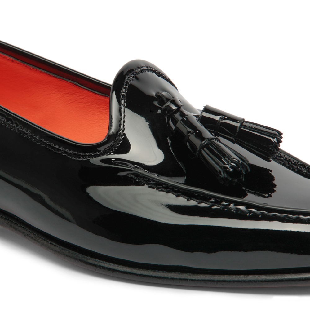 Mocassino Andrea con nappe da donna in vernice nera - Nero