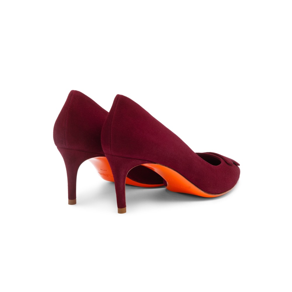Décolletés tacco medio Santoni Sibille da donna in suede bordeaux - Bordeaux