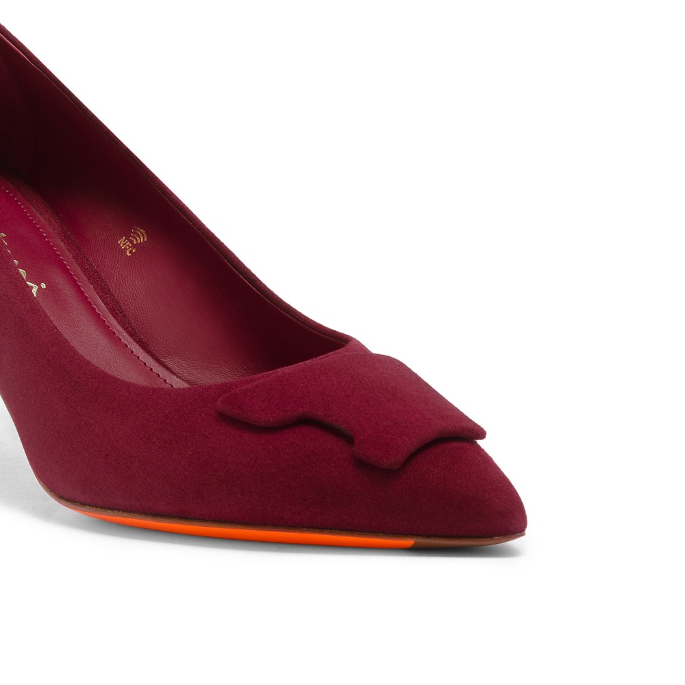 Décolletés tacco medio Santoni Sibille da donna in suede bordeaux - Bordeaux