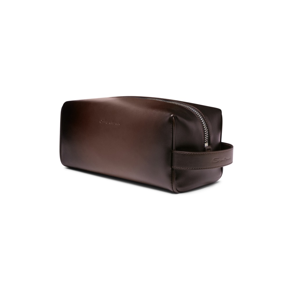 Pouch in pelle marrone - Marrone