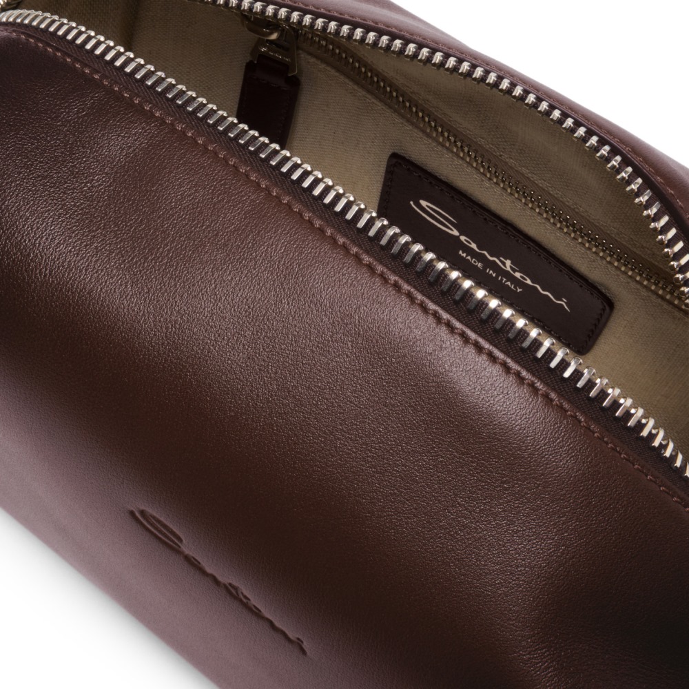 Pouch in pelle marrone - Marrone