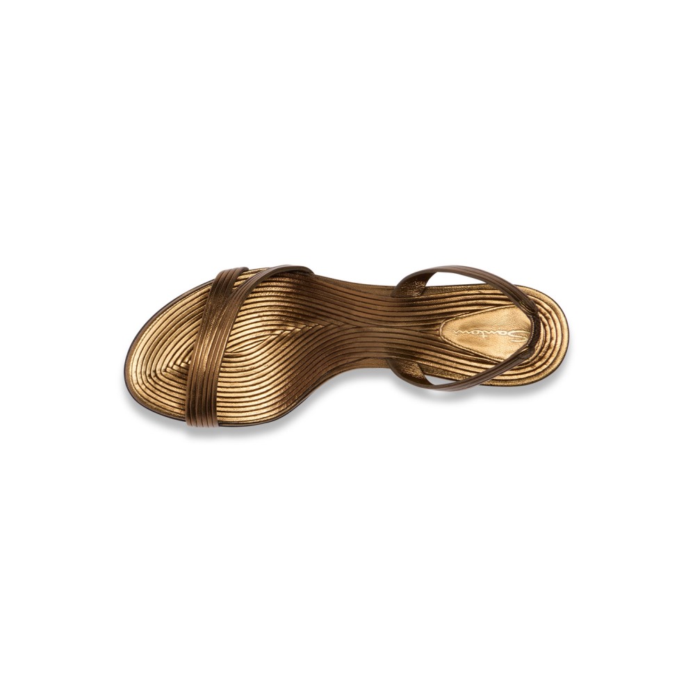 Sandalo tacco medio da donna in pelle oro - Oro