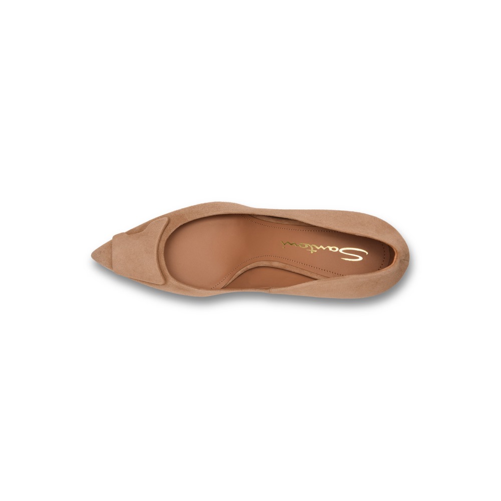 Décolletés tacco alto Santoni Sibille da donna in suede beige - Naturale