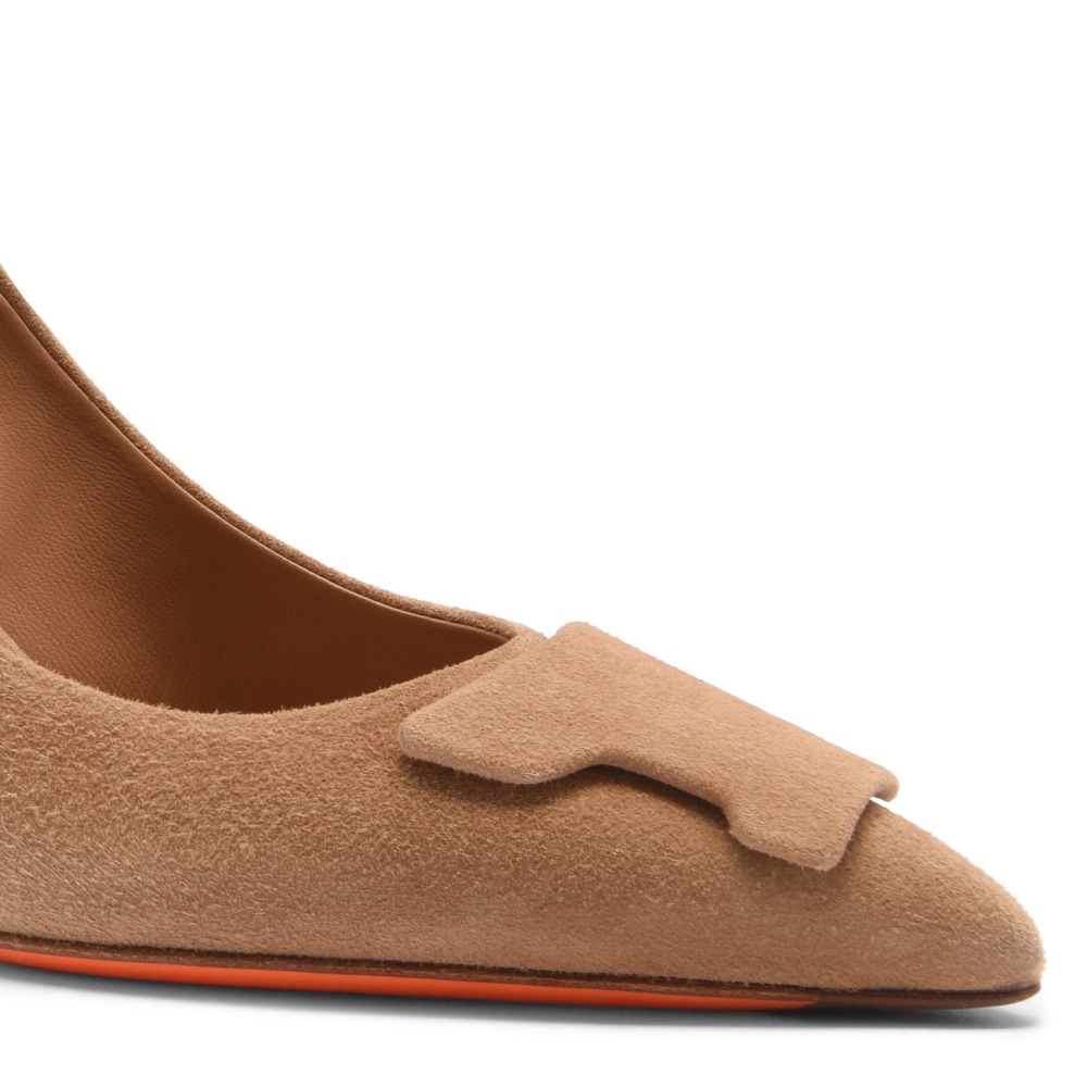 Décolletés tacco alto Santoni Sibille da donna in suede beige - Naturale