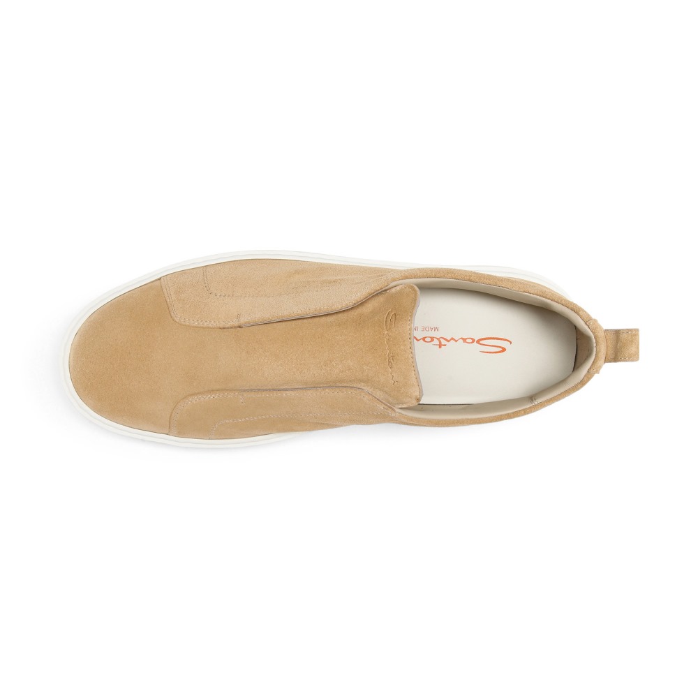 Sneaker slip-on da uomo in suede beige - Naturale