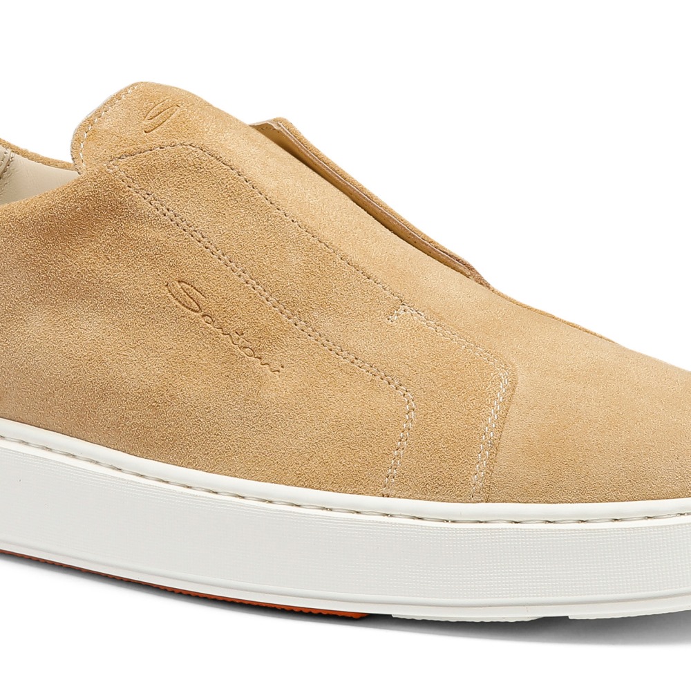 Sneaker slip-on da uomo in suede beige - Naturale