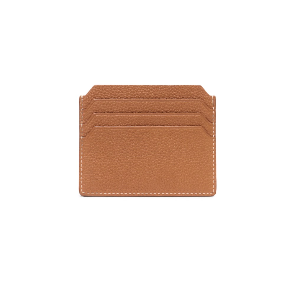 Porta carte di credito in pelle bottalata marrone chiaro - Marrone chiaro