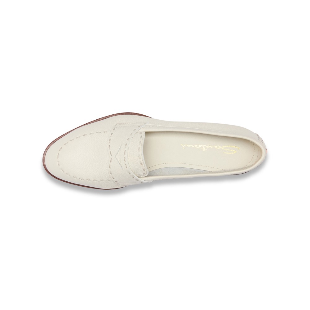 Mocassino penny da donna in pelle bottalata bianca - Bianco