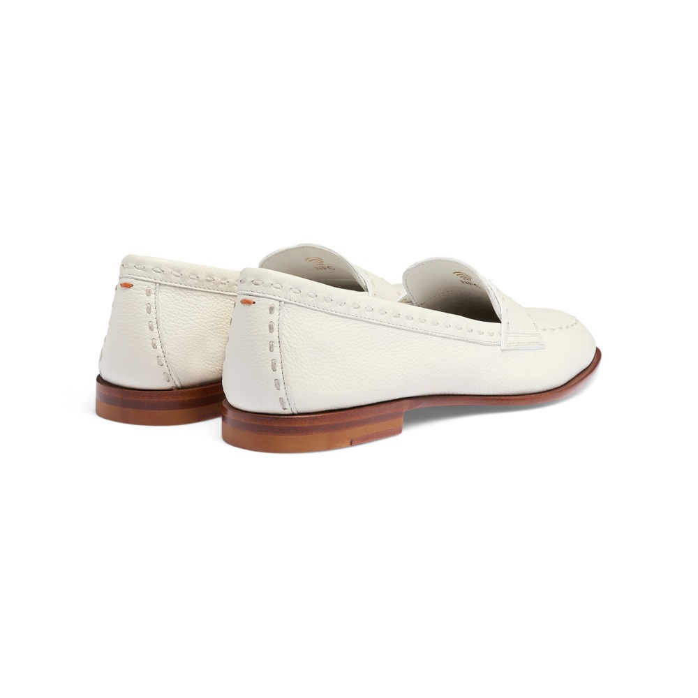 Mocassino penny da donna in pelle bottalata bianca - Bianco