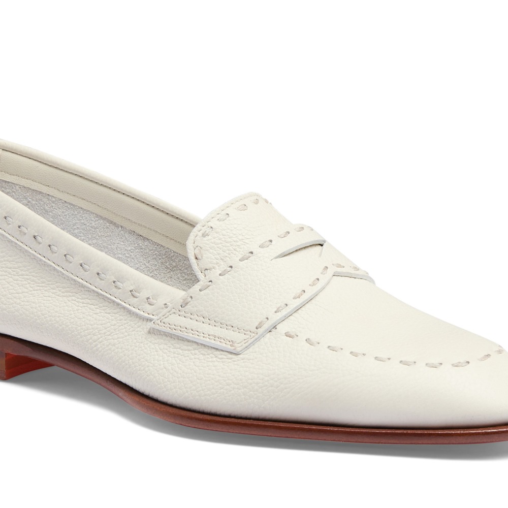 Mocassino penny da donna in pelle bottalata bianca - Bianco