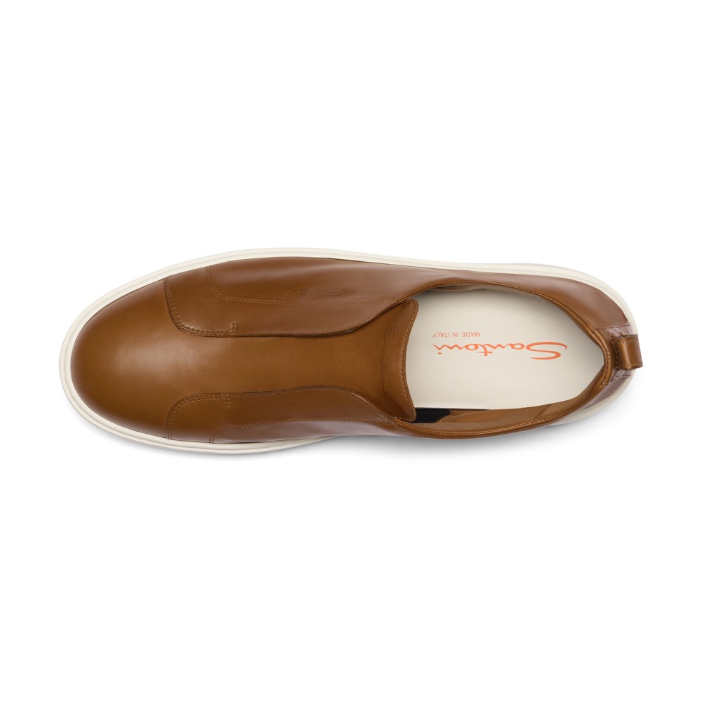 Sneaker slip-on da uomo in pelle marrone chiaro - Marrone chiaro