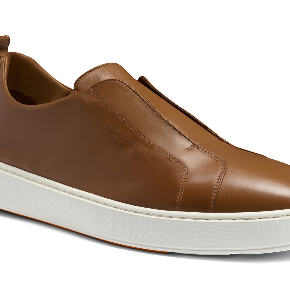 Sneaker slip-on da uomo in pelle marrone chiaro - Marrone chiaro