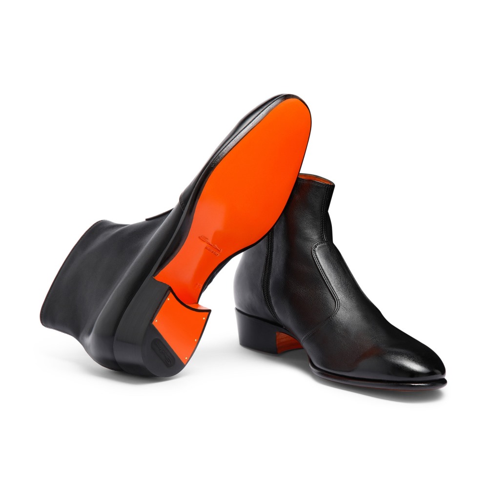 Stivaletto da uomo in pelle nera - Nero