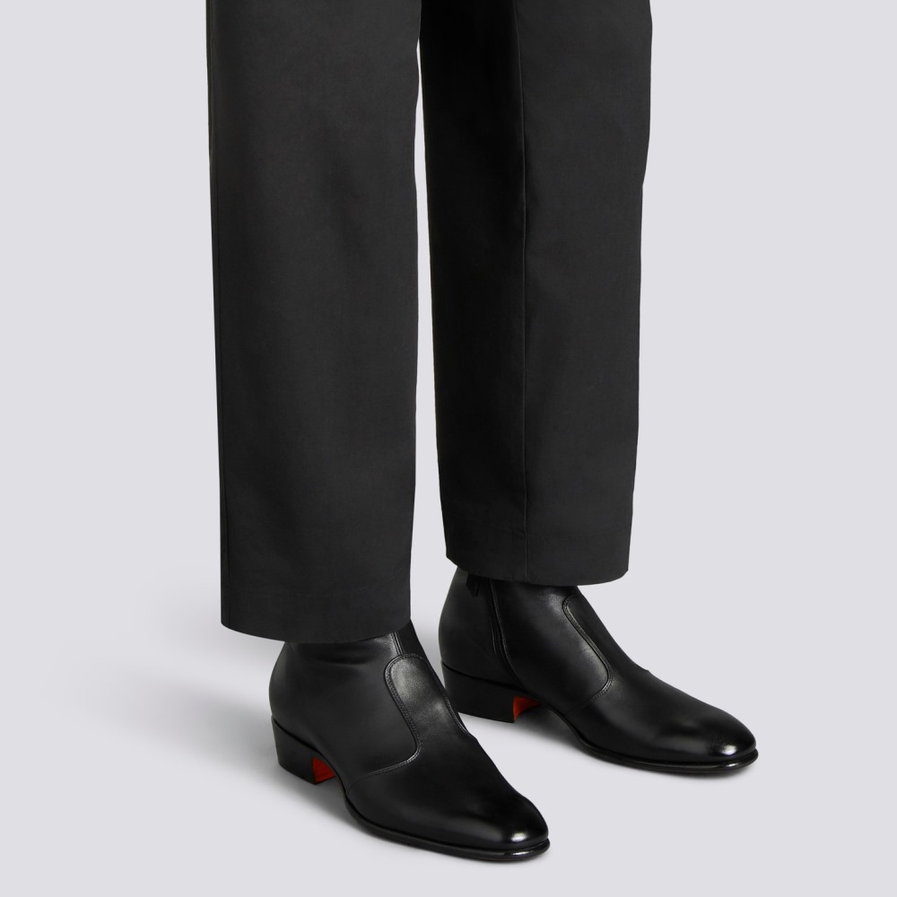 Stivaletto da uomo in pelle nera - Nero