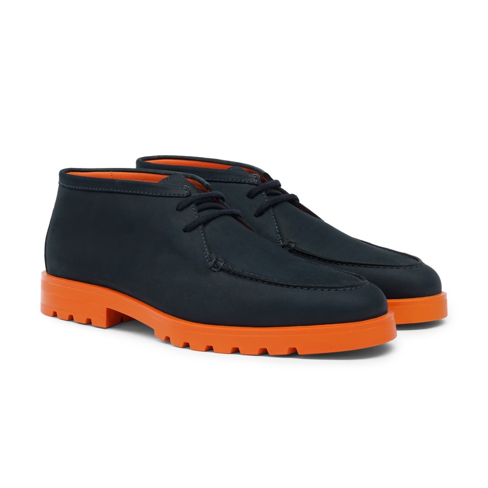 Stivaletto desert da uomo in nabuk blu e arancione - Blu