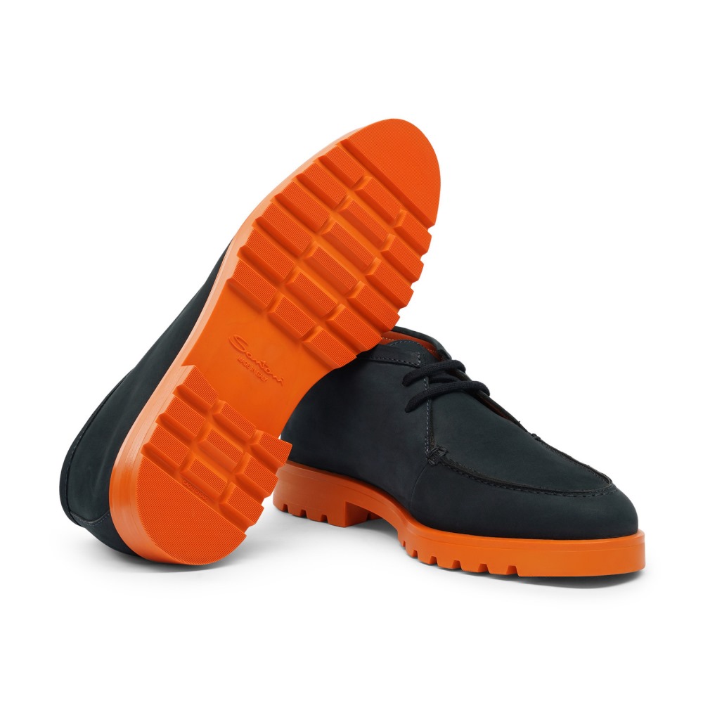 Stivaletto desert da uomo in nabuk blu e arancione - Blu