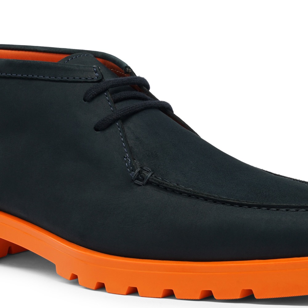 Stivaletto desert da uomo in nabuk blu e arancione - Blu