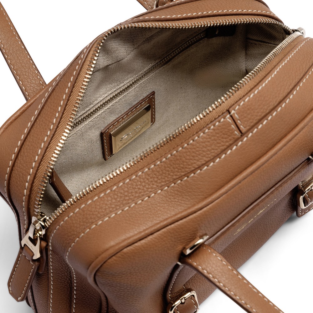 Borsa a mano in pelle marrone chiaro - Marrone chiaro