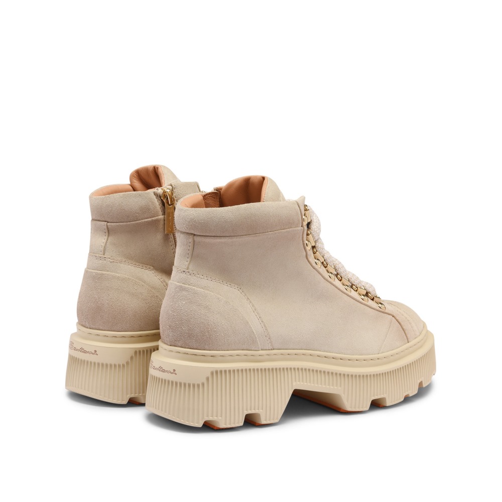 Scarponcino da montagna da donna in suede beige - Naturale