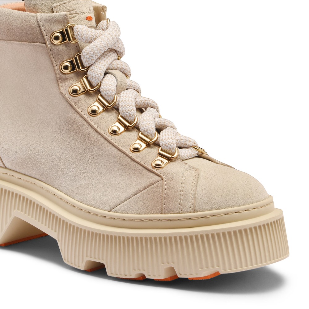 Scarponcino da montagna da donna in suede beige - Naturale