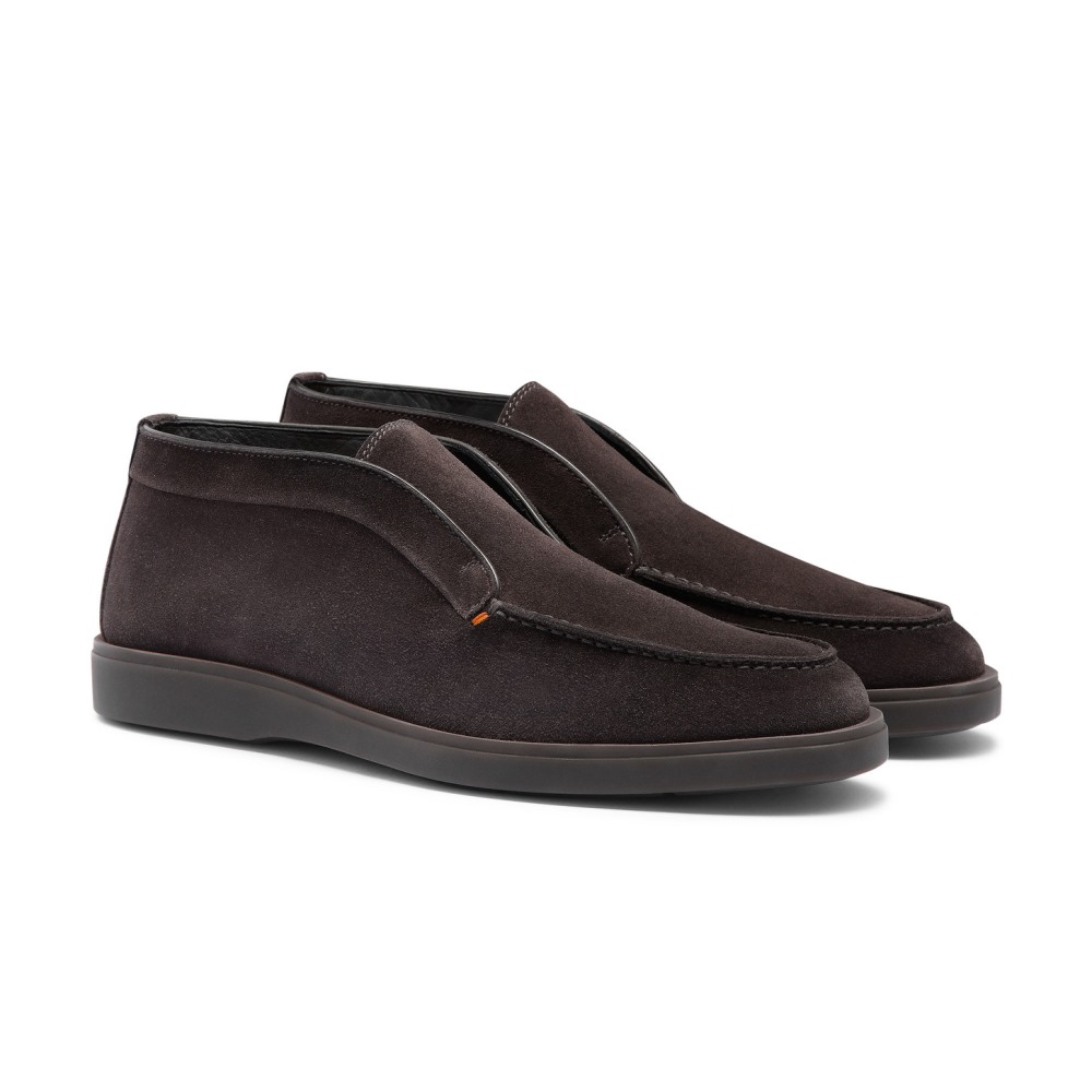 Stivaletto desert da uomo in suede grigio con pelliccia - Grigio