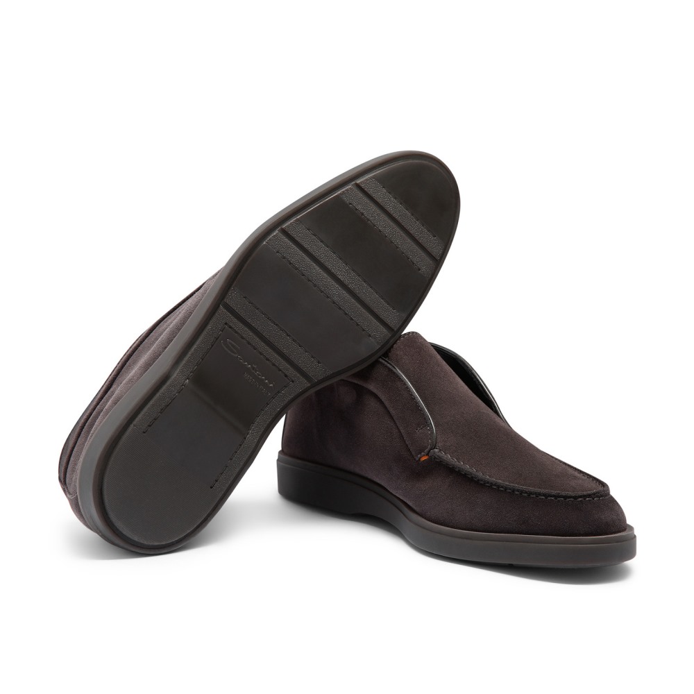 Stivaletto desert da uomo in suede grigio con pelliccia - Grigio
