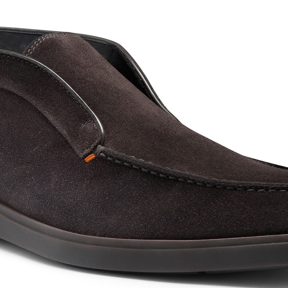 Stivaletto desert da uomo in suede grigio con pelliccia - Grigio