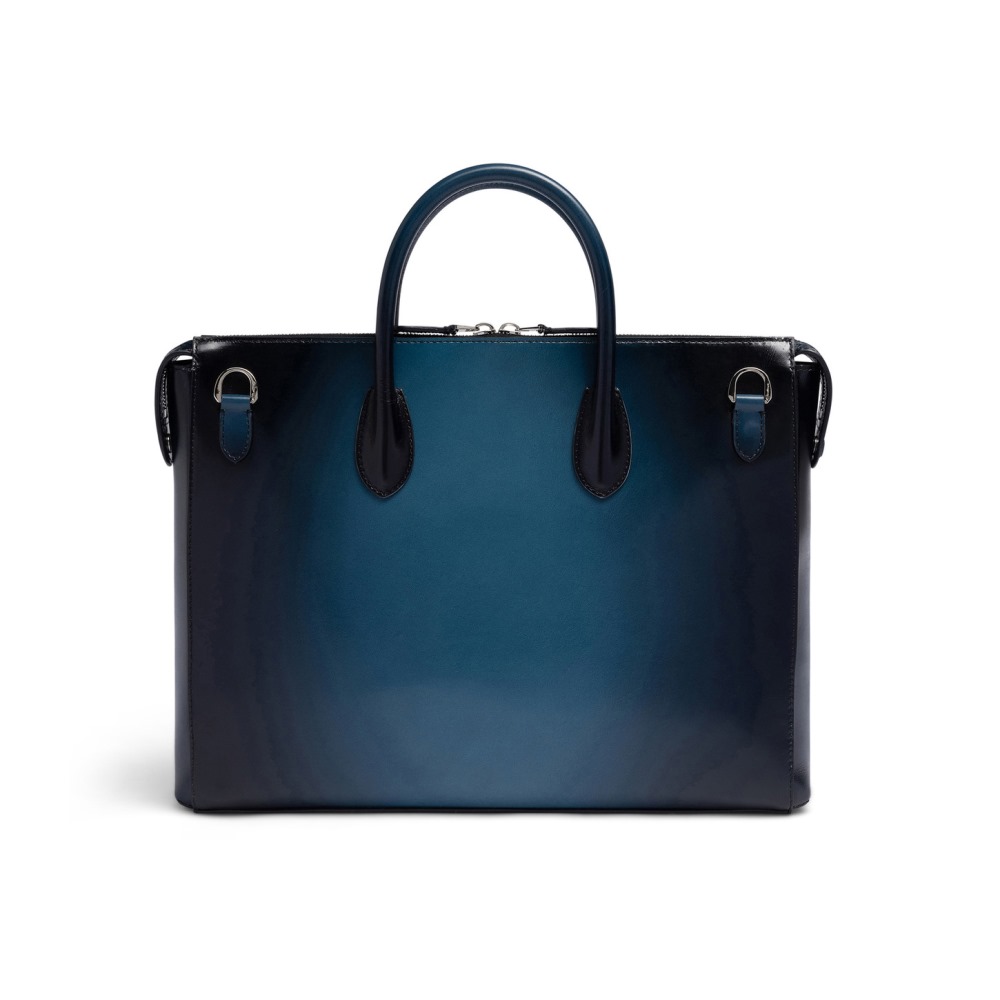 Borsa porta pc in pelle blu - Blu