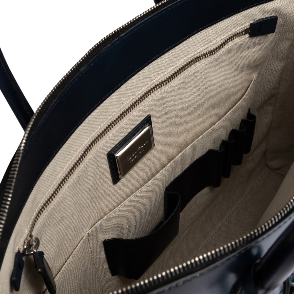 Borsa porta pc in pelle blu - Blu