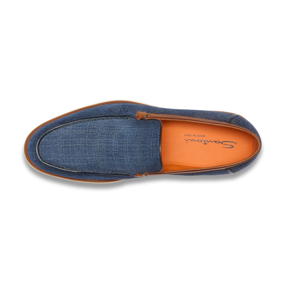 Mocassino da uomo in suede e pelle azzurro e marrone - Azzurro