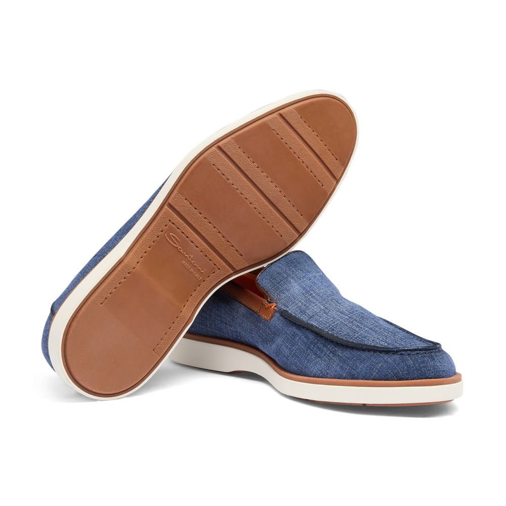 Mocassino da uomo in suede e pelle azzurro e marrone - Azzurro