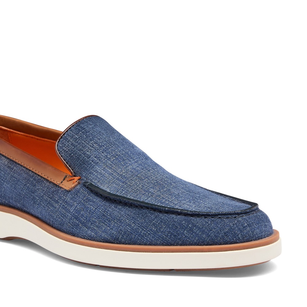 Mocassino da uomo in suede e pelle azzurro e marrone - Azzurro