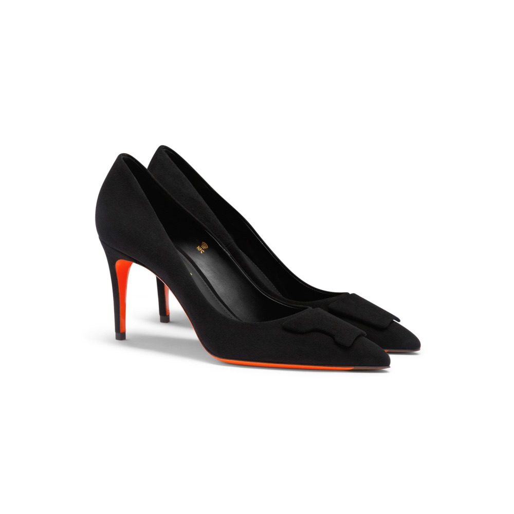 Décolletés tacco alto Santoni Sibille da donna in suede nero - Nero