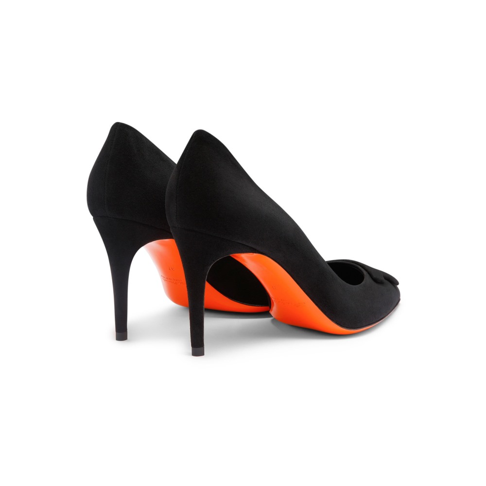 Décolletés tacco alto Santoni Sibille da donna in suede nero - Nero