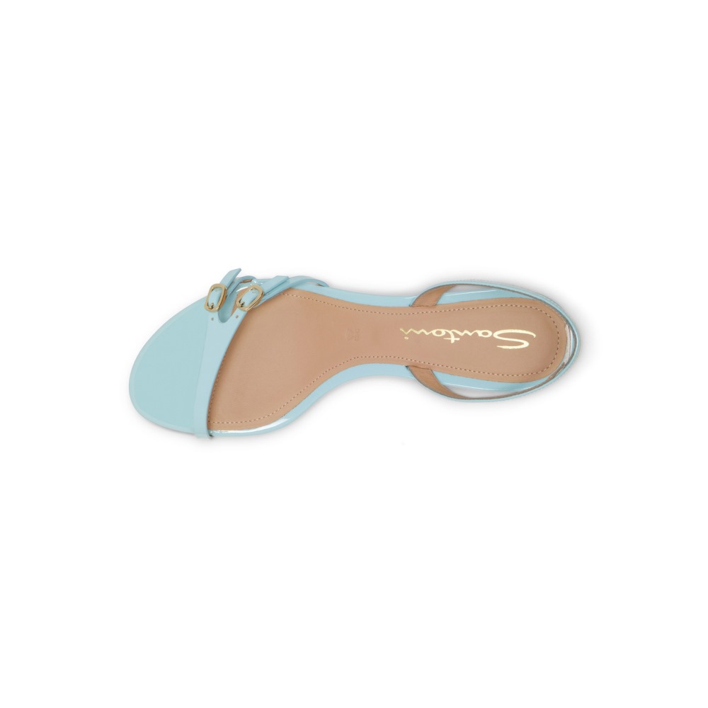Sandalo tacco medio da donna in vernice azzurra - Azzurro