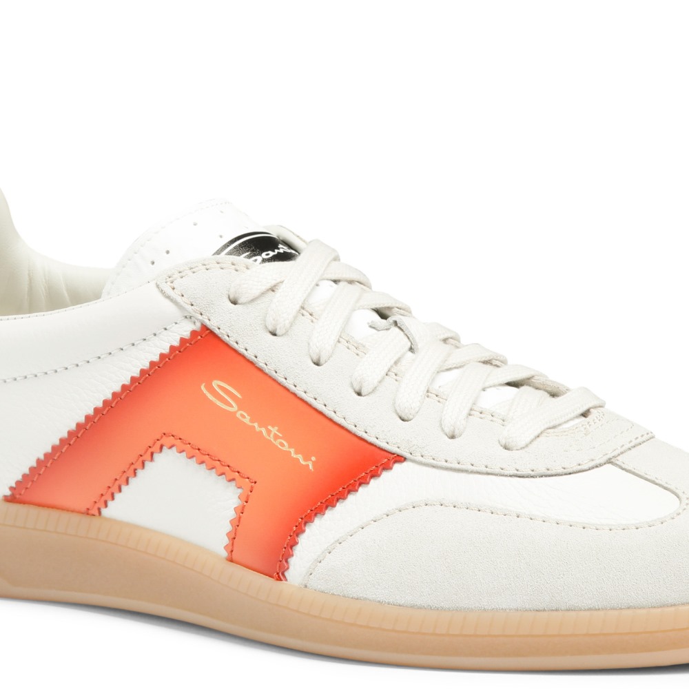 DBS Oly sneaker da uomo in pelle e suede bianco, verde e arancione - Arancione