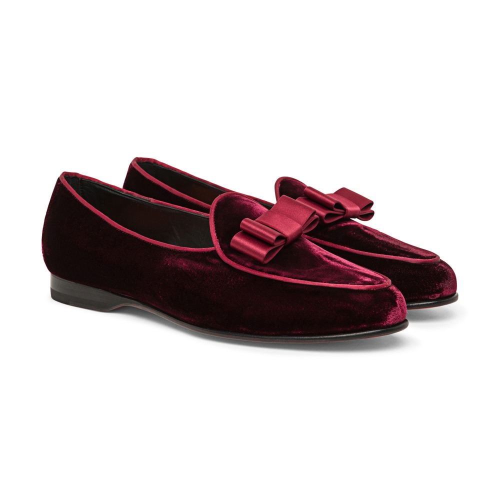 Mocassino Andrea da uomo in velluto bordeaux - Bordeaux