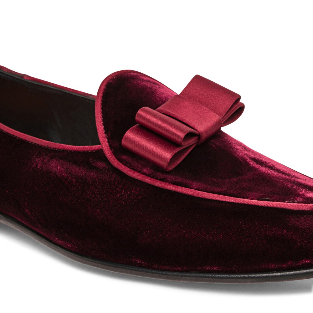 Mocassino Andrea da uomo in velluto bordeaux - Bordeaux